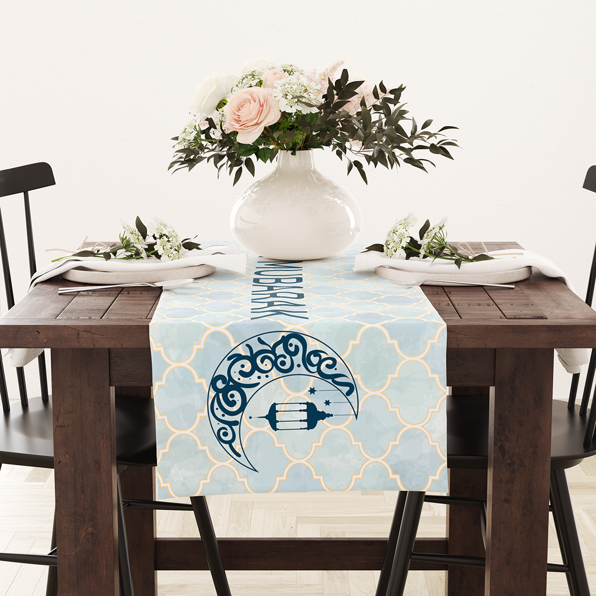 Eid Table Runner | Ramadan Table Runner | Moroccan Arabic Mosaic Design 5