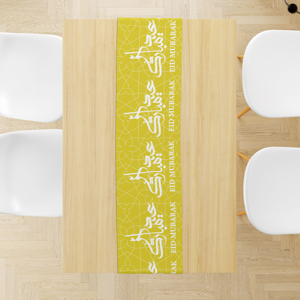 Eid Table Runner | Ramadan Table Runner | Yellow Abstract Ornamental Design 2