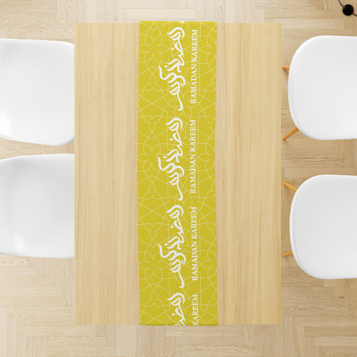 Eid Table Runner | Ramadan Table Runner | Yellow Abstract Ornamental Design 5