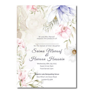 Elegant Vintage Floral Wedding Invitation | 350 GSM Paper Shaadi Invitation & Envelope