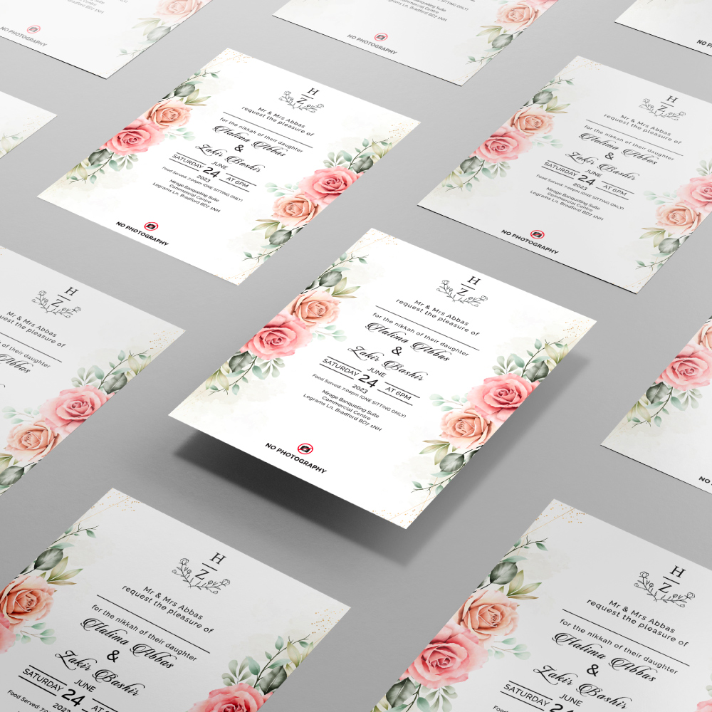 Rose Wall Wedding Invitation | 350 GSM Paper Shaadi Invitation & Envelope 3