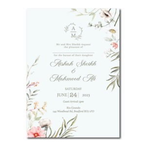 Watercolour Foliage Wedding Invitation | 350 GSM Paper Shaadi Invitation & Envelope