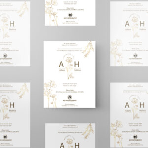 Minimal Golden Floral Wedding Invitation | 350 GSM Paper Shaadi Invitation & Envelope 3