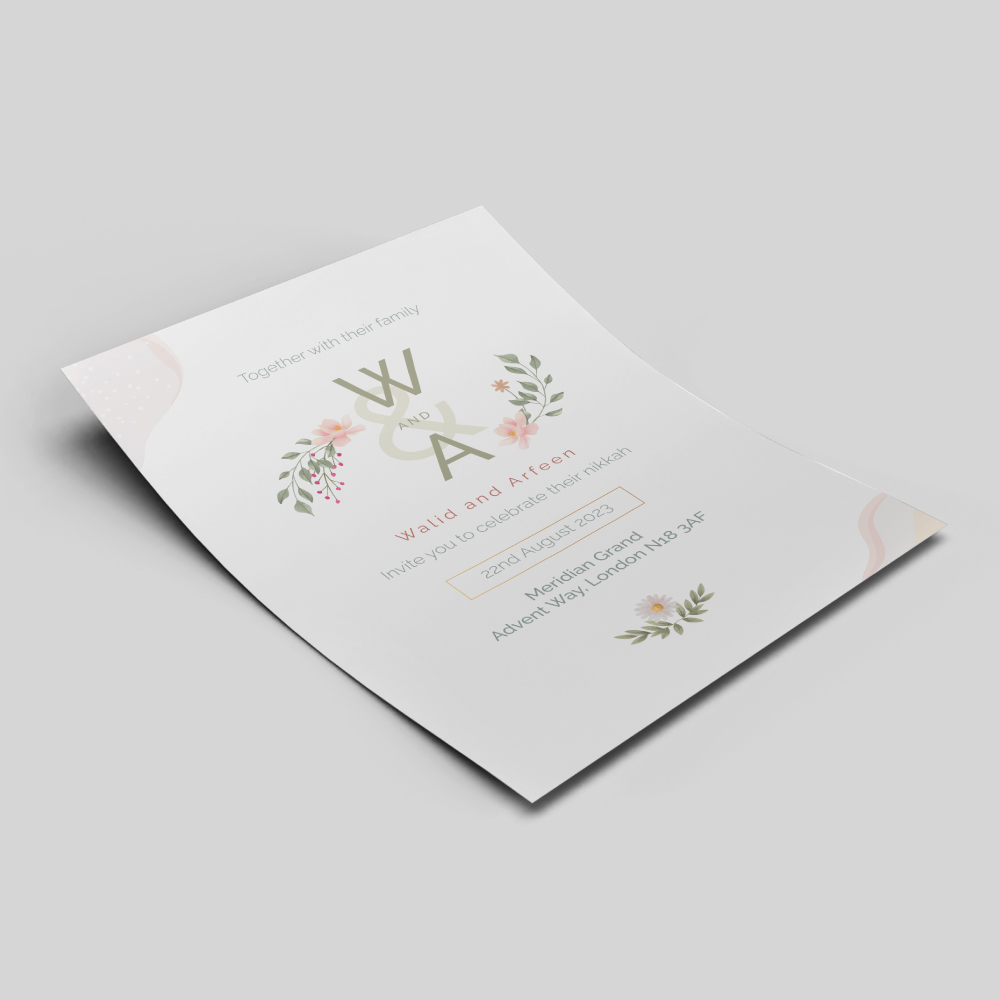 Watercolour Flowers Wedding Invitation | 350 GSM Paper Shaadi Invitation & Envelope 2