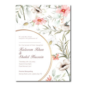 Chic Watercolour Blooms Wedding Invitation | 350 GSM Paper Shaadi Invitation & Envelope 4