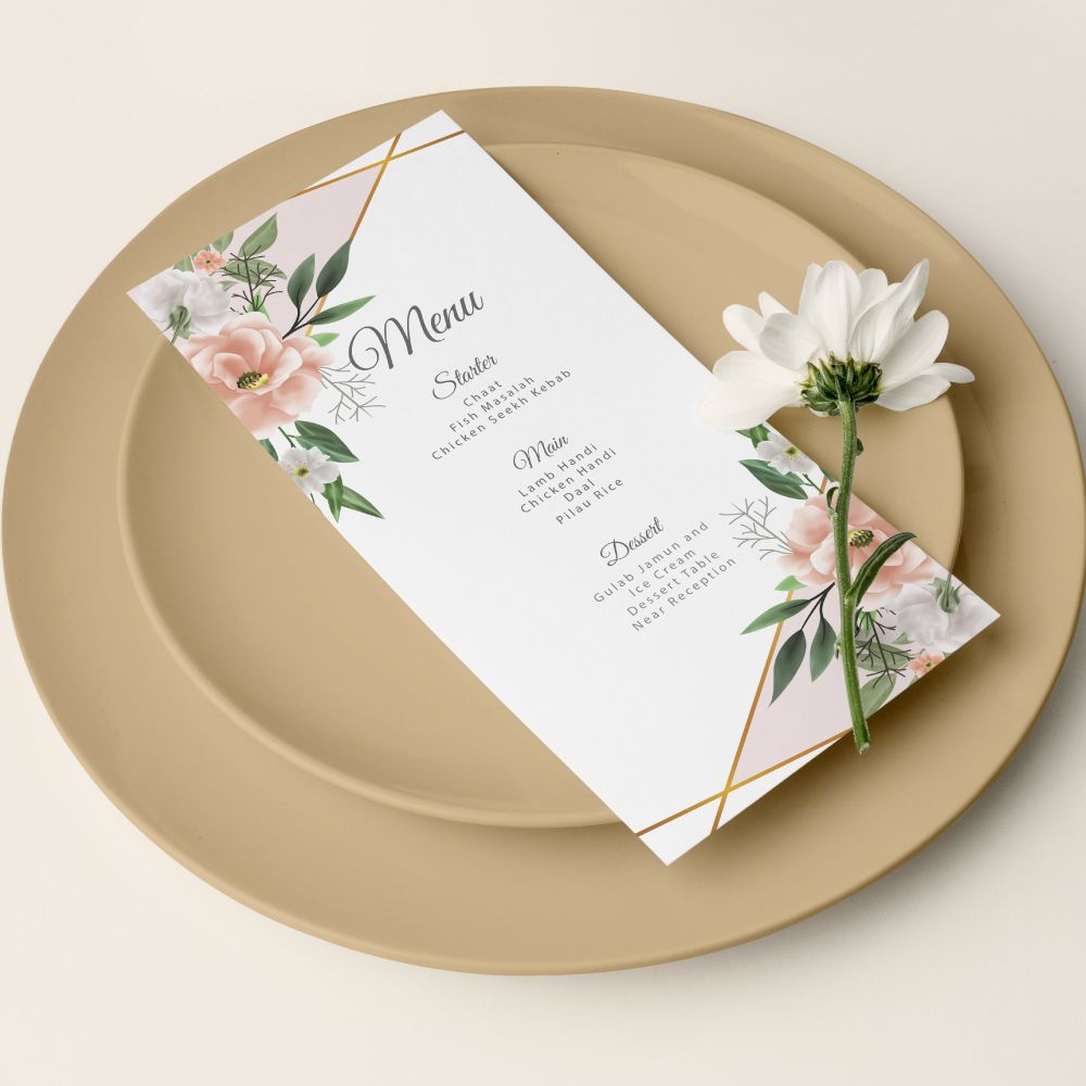 Wedding Menu | Beautiful Flower and Leaves Design | 350 GSM Paper 4