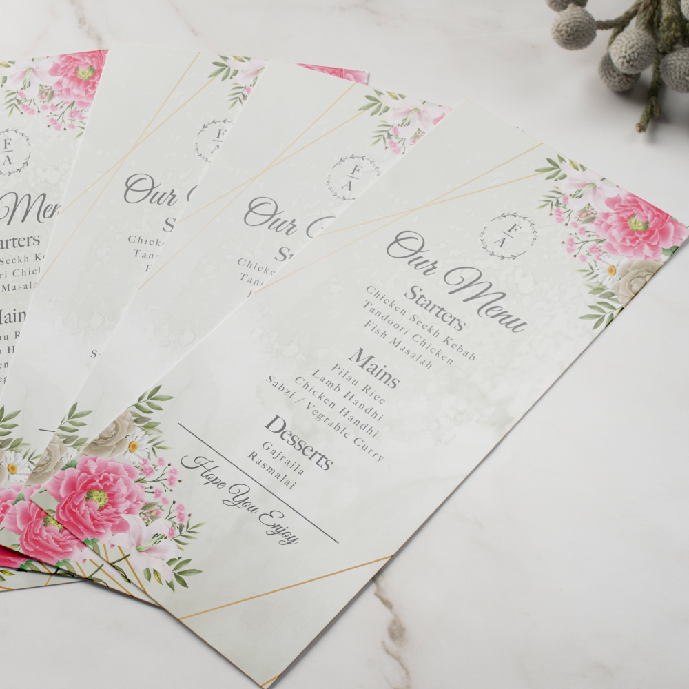 Wedding Menu | Pink Blossom Design | 350 GSM Paper 4