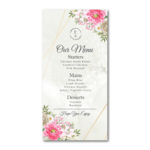 Wedding Menu | Pink Blossom Design | 350 GSM Paper 2