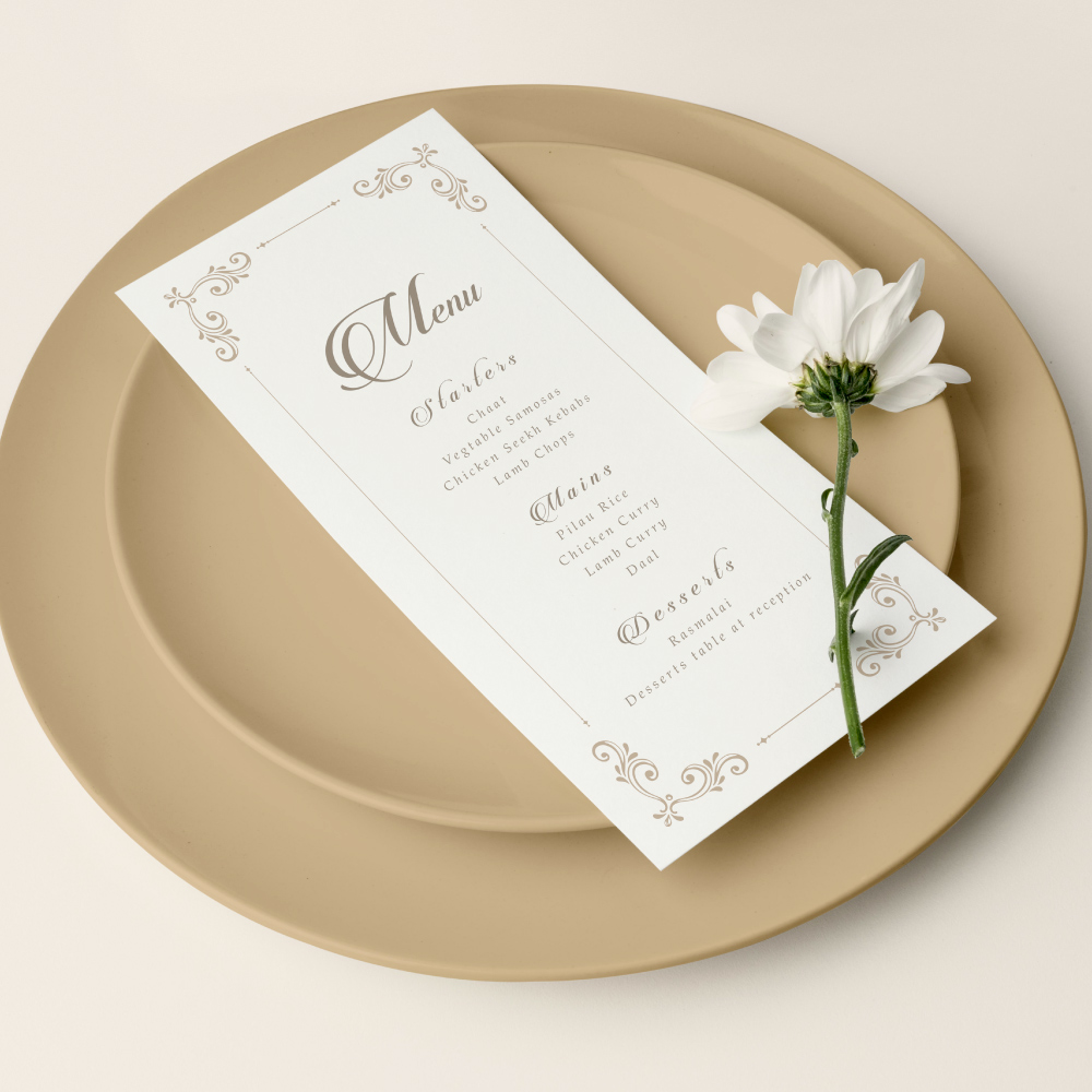 Wedding Menu | Classic Ivory Design | 350 GSM Paper Double Sided