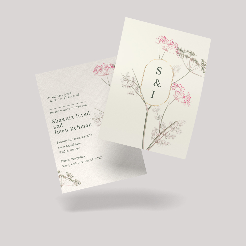 Double Sided Floral Dream Wedding Invitation | 350 GSM Paper Shaadi Invitation & Envelope 4