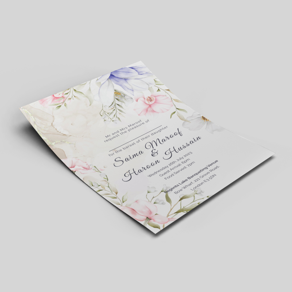 Elegant Vintage Floral Wedding Invitation | 350 GSM Paper Shaadi Invitation & Envelope 3