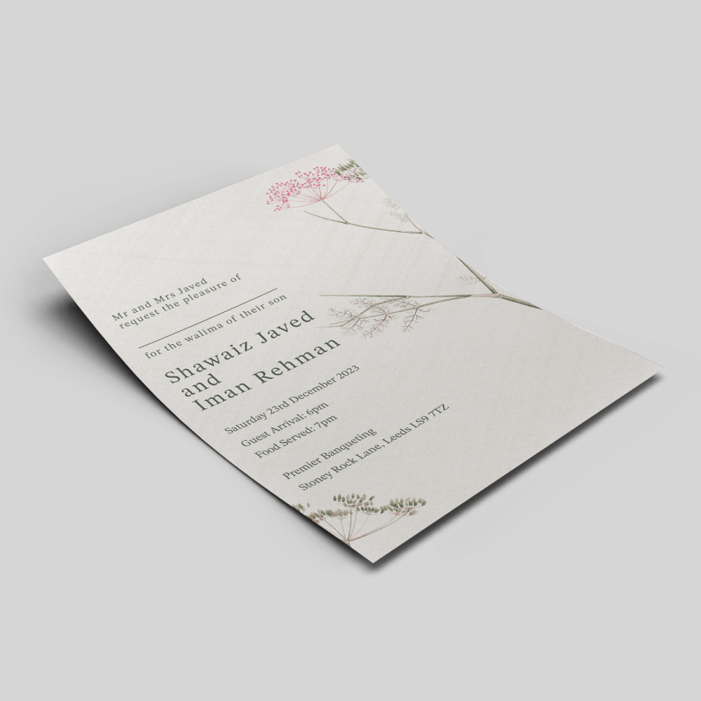 Double Sided Floral Dream Wedding Invitation | 350 GSM Paper Shaadi Invitation & Envelope 2