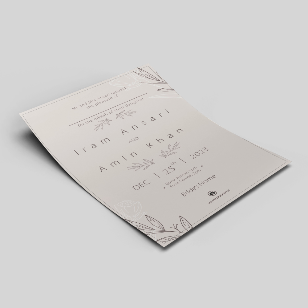 Nude Minimal Wedding Invitation | 350 GSM Paper Shaadi Invitation & Envelope 3