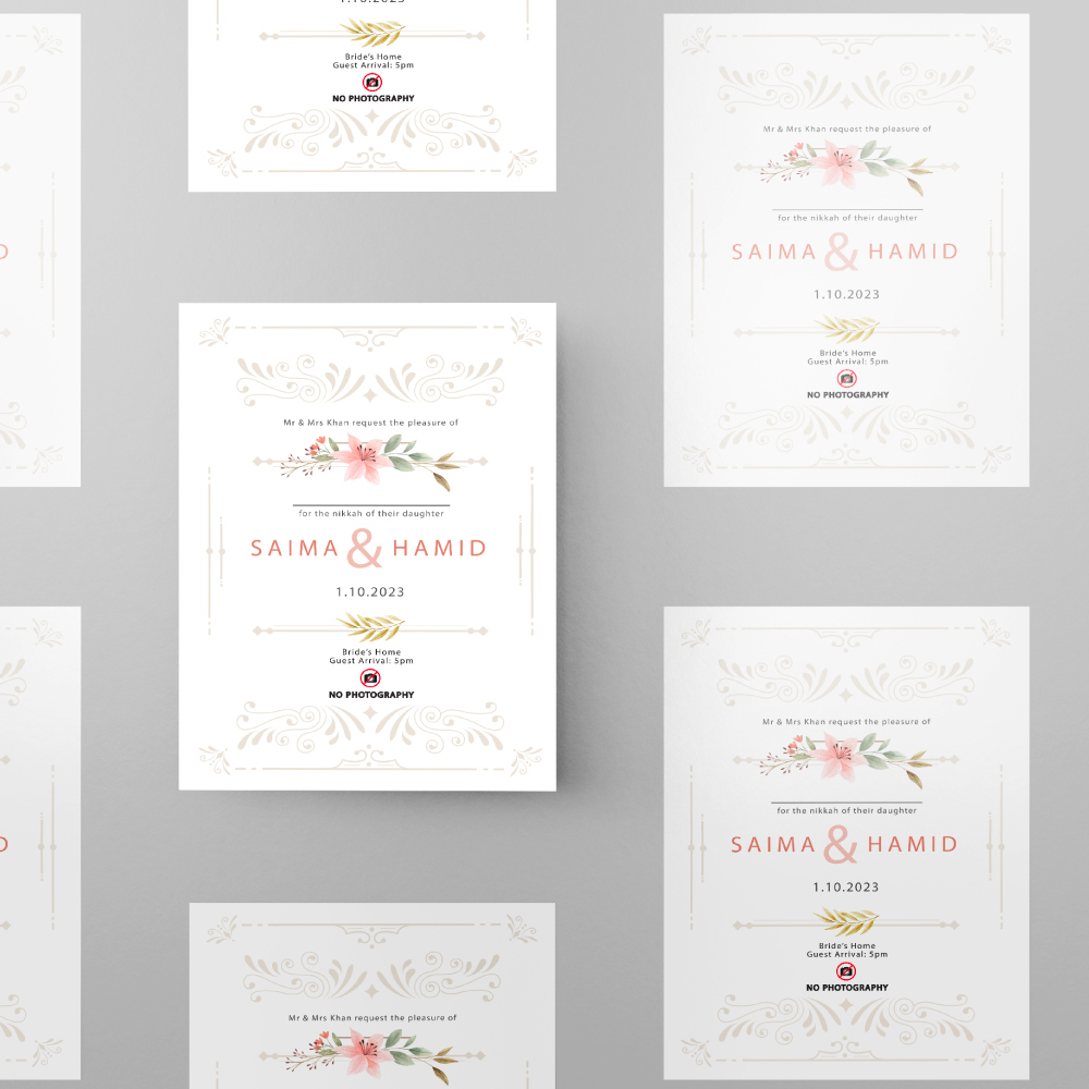 Elegant Border Wedding Invitation | 350 GSM Paper Shaadi Invitation & Envelope 4