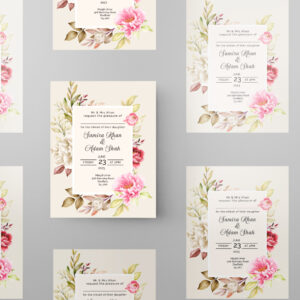 Peony Floral Frame Wedding Invitation | 350 GSM Paper Shaadi Invitation & Envelope 2