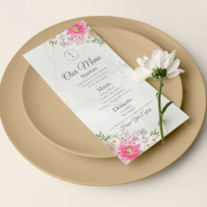 Wedding Menu | Pink Blossom Design | 350 GSM Paper