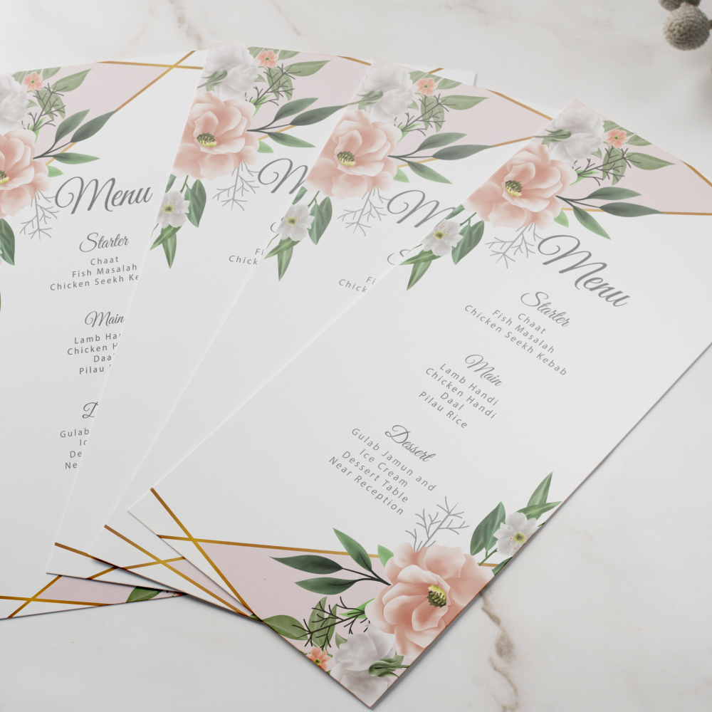 Wedding Menu | Beautiful Flower and Leaves Design | 350 GSM Paper 3