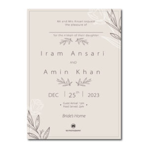 Nude Minimal Wedding Invitation | 350 GSM Paper Shaadi Invitation & Envelope