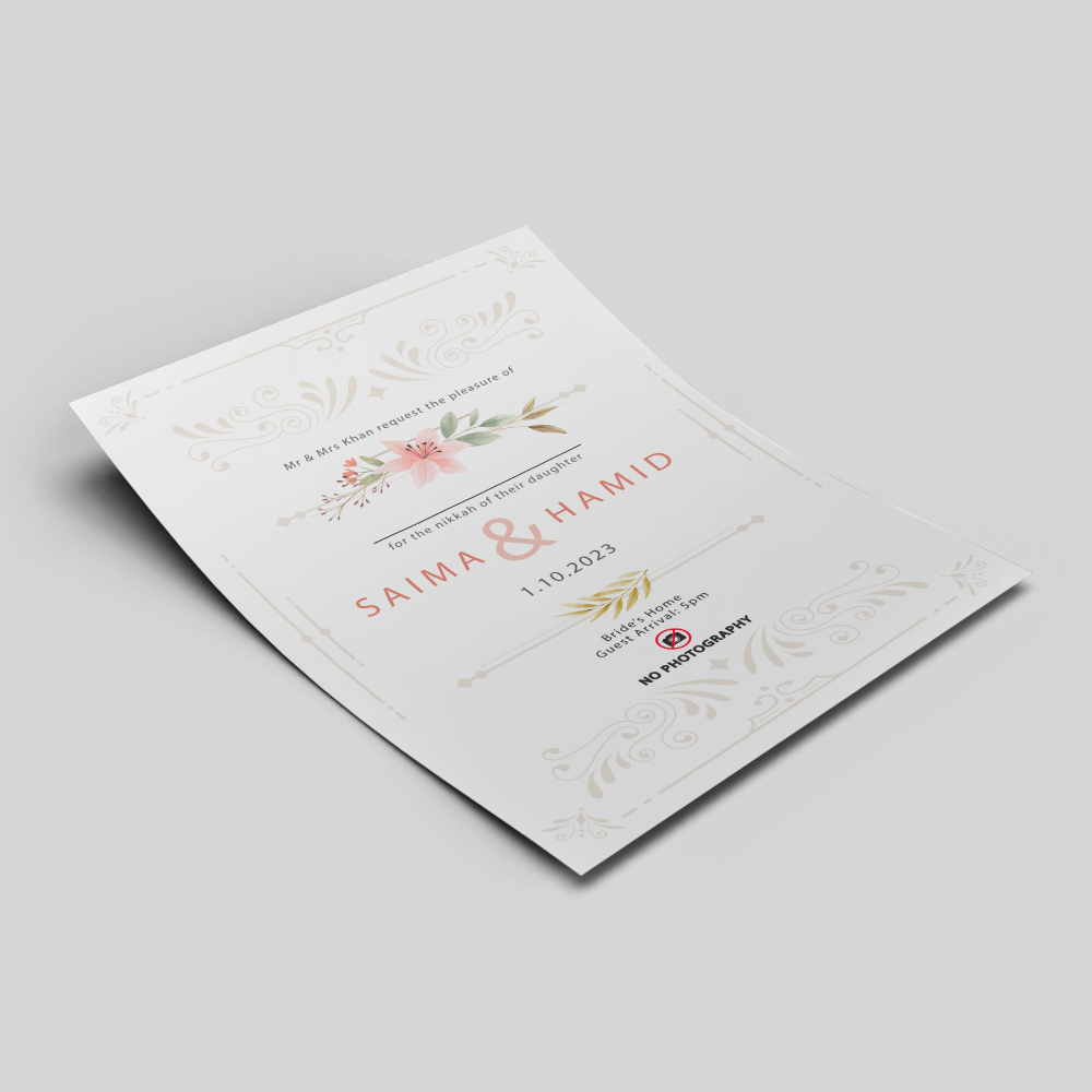 Elegant Border Wedding Invitation | 350 GSM Paper Shaadi Invitation & Envelope 3