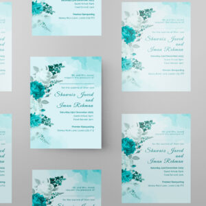 Blue Tosca And White Flowers Wedding Invitation | 350 GSM Paper Shaadi Invitation & Envelope 3