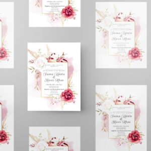 Maroon And Peach Floral Wedding Invitation | 350 GSM Paper Shaadi Invitation & Envelope 3