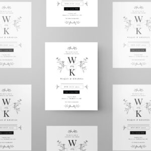 Monochromatic Minimalist Wedding Invitation | 350 GSM Paper Shaadi Invitation & Envelope