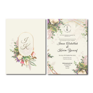 Double Sided Flower Foliage Wedding Invitation | 350 GSM Paper Shaadi Invitation & Envelope