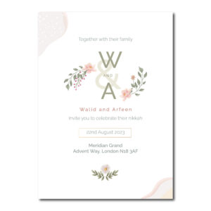 Watercolour Flowers Wedding Invitation | 350 GSM Paper Shaadi Invitation & Envelope 4