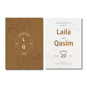 Double Sided Brown Flower Blossom Wedding Invitation | 350 GSM Paper Shaadi Invitation & Envelope 4