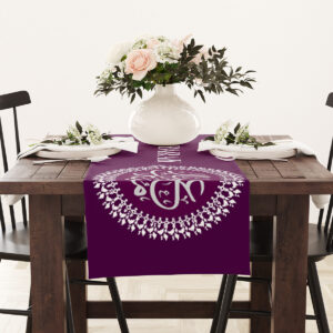 Eid Table Runner | Ramadan Table Runner | Plum Circle Calligraphy Design 3
