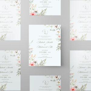 Watercolour Foliage Wedding Invitation | 350 GSM Paper Shaadi Invitation & Envelope 4