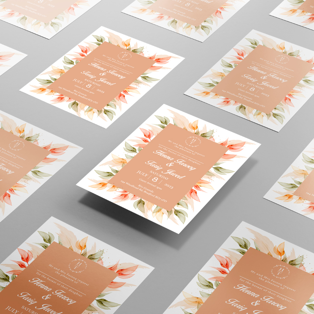 Rustic Autumn Leaves Wedding Invitation | 350 GSM Paper Shaadi Invitation & Envelope 4