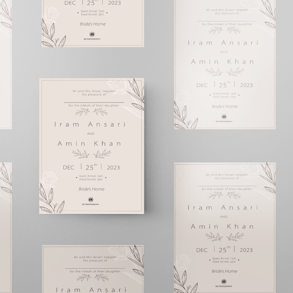 Nude Minimal Wedding Invitation | 350 GSM Paper Shaadi Invitation & Envelope 2