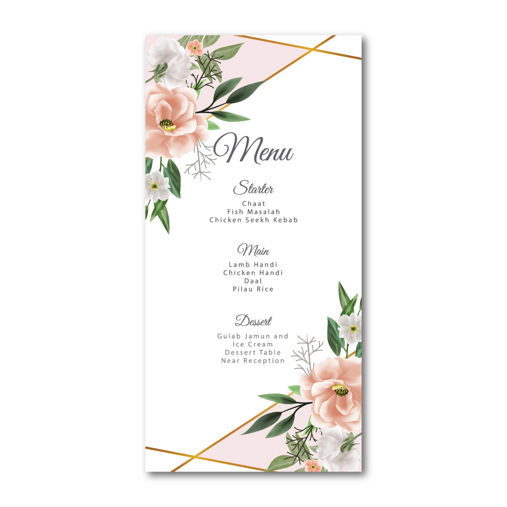 Wedding Menu | Beautiful Flower and Leaves Design | 350 GSM Paper 2