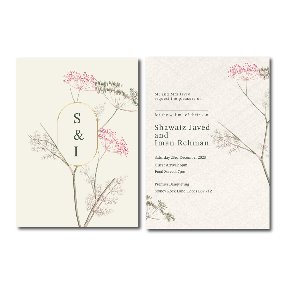 Double Sided Floral Dream Wedding Invitation | 350 GSM Paper Shaadi Invitation & Envelope 5