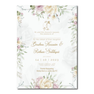 Pastel Floral Border Wedding Invitation | 350 GSM Paper Shaadi Invitation & Envelope 4