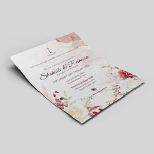 Boho Watercolour Flower Wedding Invitation | 350 GSM Paper Shaadi Invitation & Envelope 3