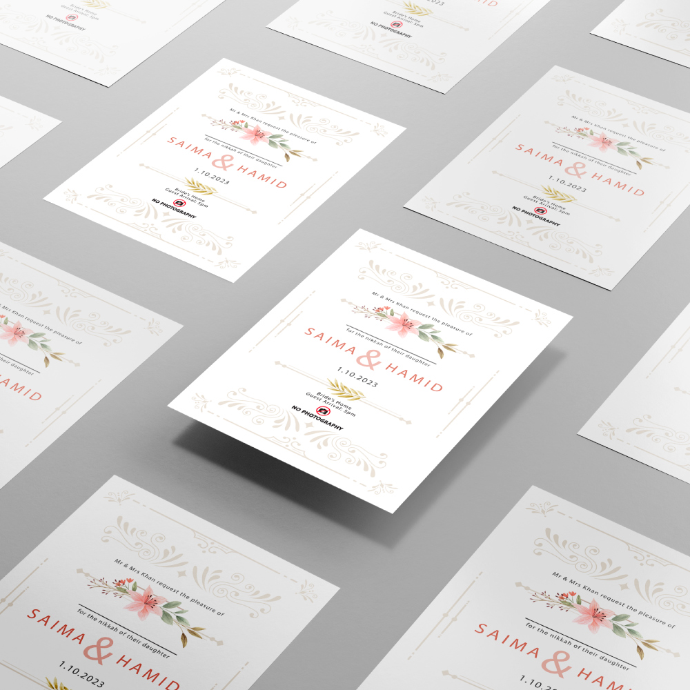 Elegant Border Wedding Invitation | 350 GSM Paper Shaadi Invitation & Envelope 2