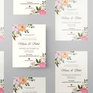 Simple Floral Border Wedding Invitation | 350 GSM Paper Shaadi Invitation & Envelope 2