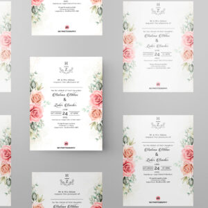 Rose Wall Wedding Invitation | 350 GSM Paper Shaadi Invitation & Envelope