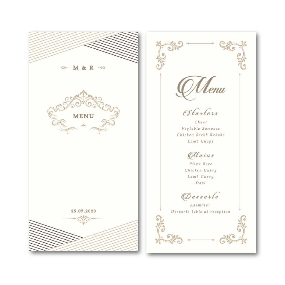 Wedding Menu | Classic Ivory Design | 350 GSM Paper Double Sided 3