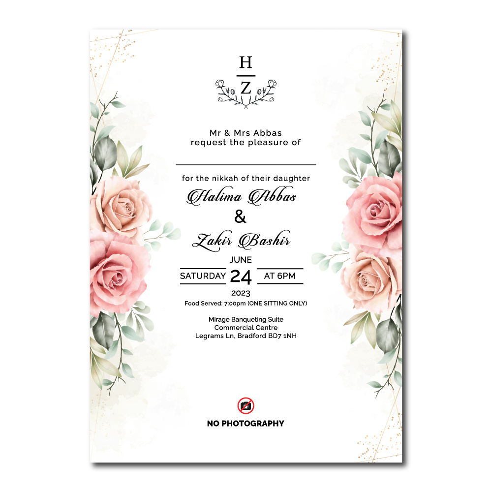 Rose Wall Wedding Invitation | 350 GSM Paper Shaadi Invitation & Envelope 4