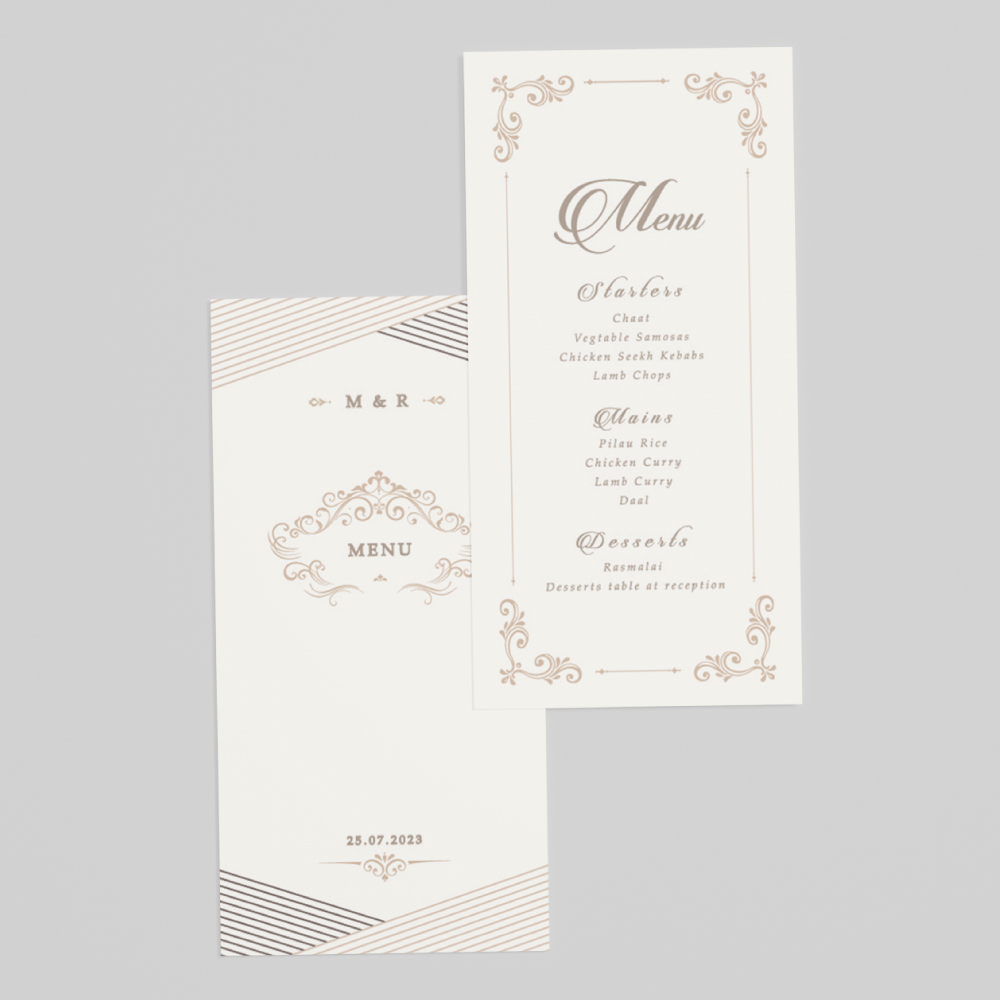 Wedding Menu | Classic Ivory Design | 350 GSM Paper Double Sided 5