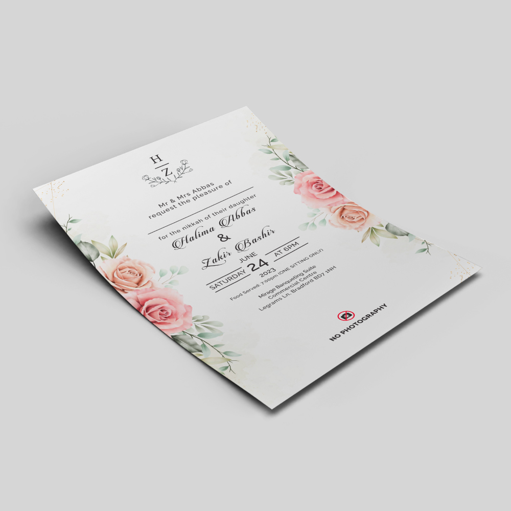 Rose Wall Wedding Invitation | 350 GSM Paper Shaadi Invitation & Envelope 2