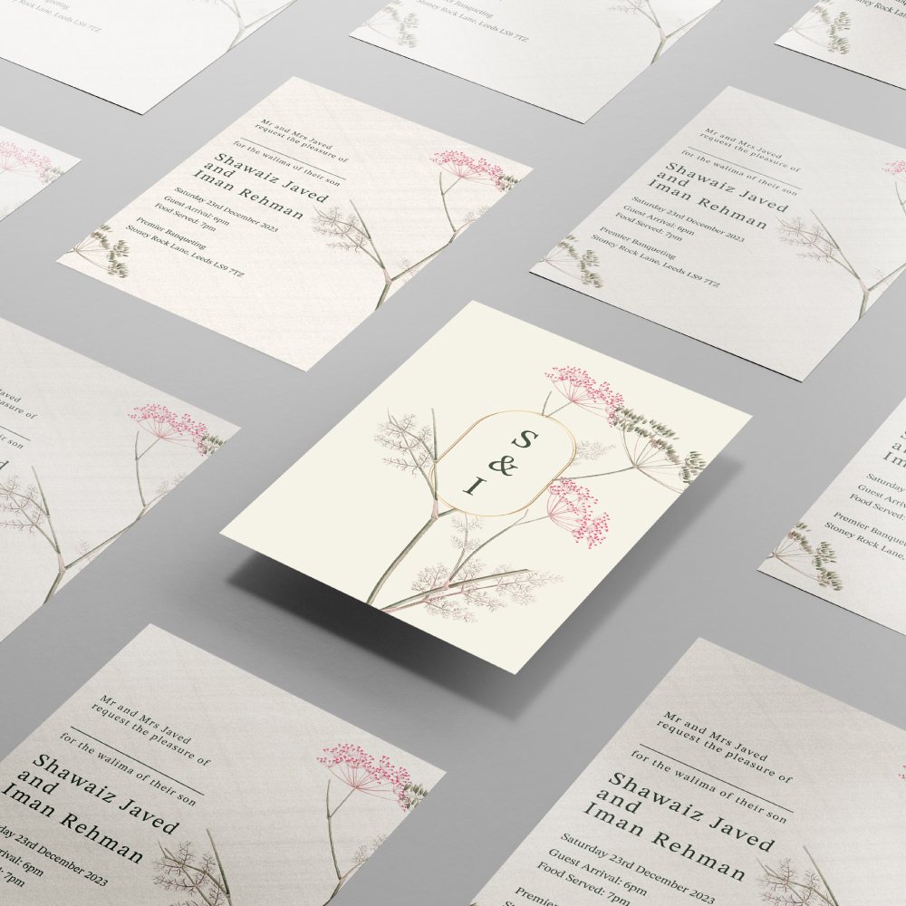 Double Sided Floral Dream Wedding Invitation | 350 GSM Paper Shaadi Invitation & Envelope 3