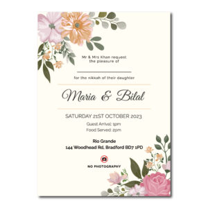 Simple Floral Border Wedding Invitation | 350 GSM Paper Shaadi Invitation & Envelope