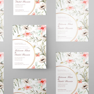 Chic Watercolour Blooms Wedding Invitation | 350 GSM Paper Shaadi Invitation & Envelope