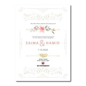 Elegant Border Wedding Invitation | 350 GSM Paper Shaadi Invitation & Envelope