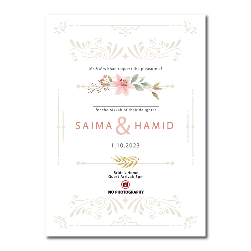 Elegant Border Wedding Invitation | 350 GSM Paper Shaadi Invitation & Envelope