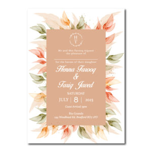 Rustic Autumn Leaves Wedding Invitation | 350 GSM Paper Shaadi Invitation & Envelope